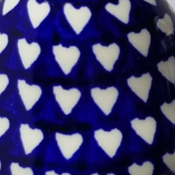 Cobalt Blue 3-Pcs Salt and Pepper Set Love Is All Around by Polish Pottery - Picture 11 of 11